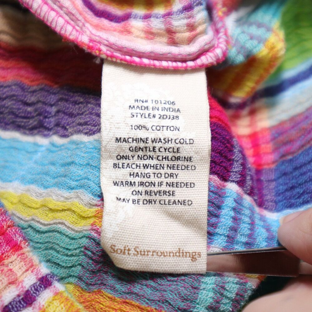 Soft Surroundings Size M Kona Shores Shirt Crinkle Plaid Multicolor - Picture 11 of 11